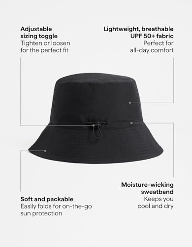 Solbari Unisex Bondi Bucket Hat UPF 50+ - color: Black, size: Small-Medium