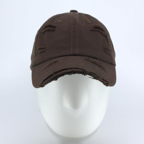 Washed Cotton Distressed with Heavy Stitching Adjustable Baseball Cap - color: Strap Brown