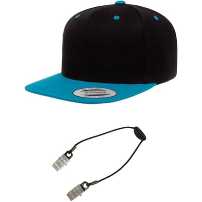 Yupoong Classics 6089 Wool-Blended Snapback Cap Bundle w/Cap Catcher - color: Black/Teal