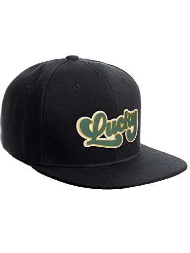 Daxton Classic Snapback St.Patrick Day 3D Lucky Clover Flat Bill Visor Hat - color: Black, style: Lucky