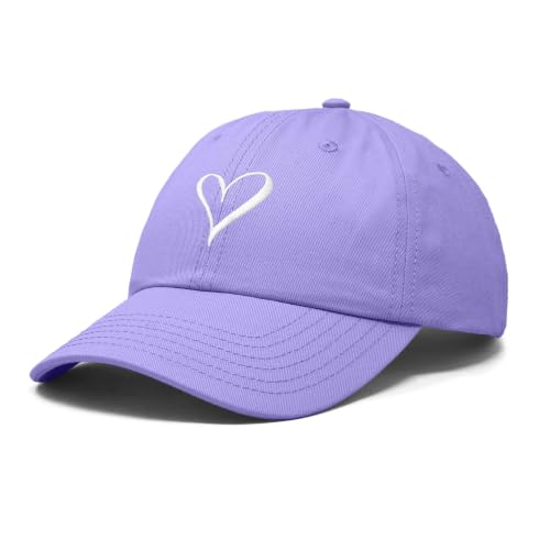 Hand Drawn Heart Hat Womens Embroidered Baseball Cap - color: Lavender