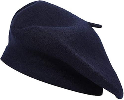 Gllutt Women Wool Beret Hat French Style Solid Color - color: Dark Blue