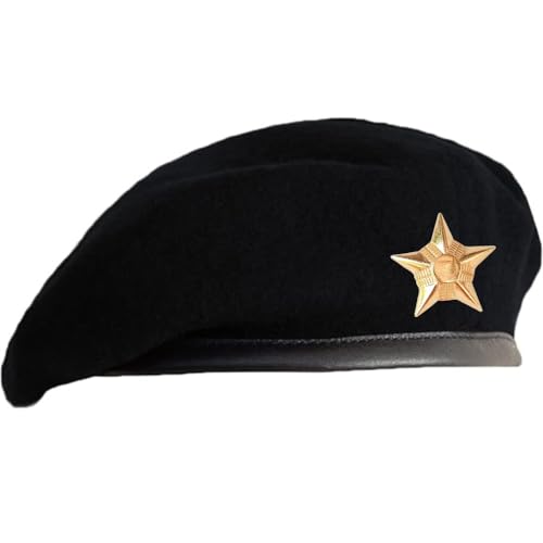 SILAK Traditional Army Style Cap with Metal Star Badge – Che Guevara Inspired, Woolen French Beret Hat for Men and Women - color: Black