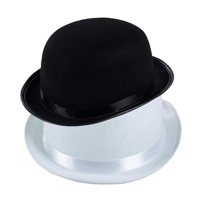 Men Women Cloche Hats with Round Hat Top Turned Brim Bowler Cap Holiday Party Accessories - color: White