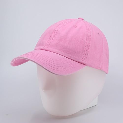 Plain Washed Cotton Adjustable 6 Panel Dad Hat Baseball Cap - color: Pink