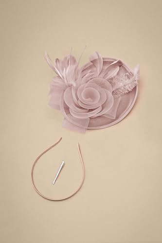 BABEYOND Fascinators Hats for Women Tea Party Mesh Flower Pillbox Derby Hat - color: Nude Pink