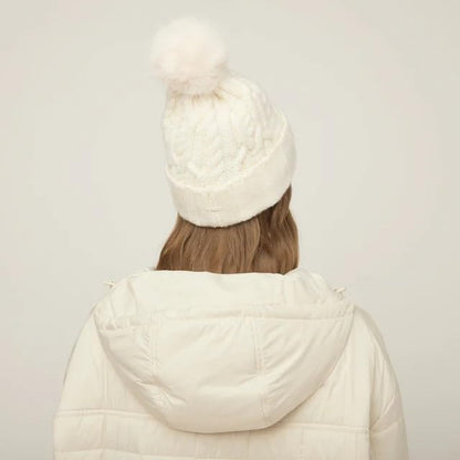 Tilley Unisex Adult Pom Pom Cable Beanie - color: Off-white, size: One Size