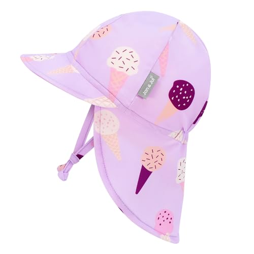 JAN & JUL Baby Sun-Hat with Neck Flap for Swimming - color: Lavender Ice Cream, size: 0-3 Months