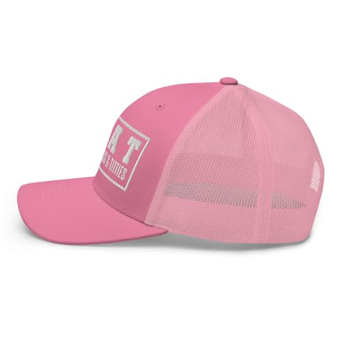 NG Boat Bring Out Ass and Titties Curved Bill Trucker Hat Mid Crown Adjustable Funny Adult Humor Cap - color: Pink