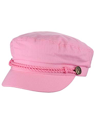 NYFASHION101 Unisex 100% Cotton Greek Fisherman Sailor Fiddler Driver Cap Hat - color: Pink
