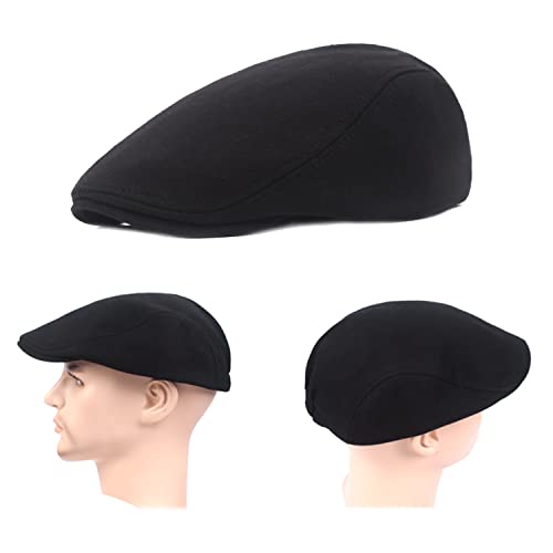 UTTPLL Newsboy Hats for Men Cotton Flat Cap Soft Fitted Driving Cabbie Hat Mens Winter Gatsby Vintage Costumes Hats - color: Black