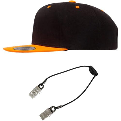Yupoong Classics 6089 Wool-Blended Snapback Cap Bundle w/Cap Catcher - color: Black/Neon Orange