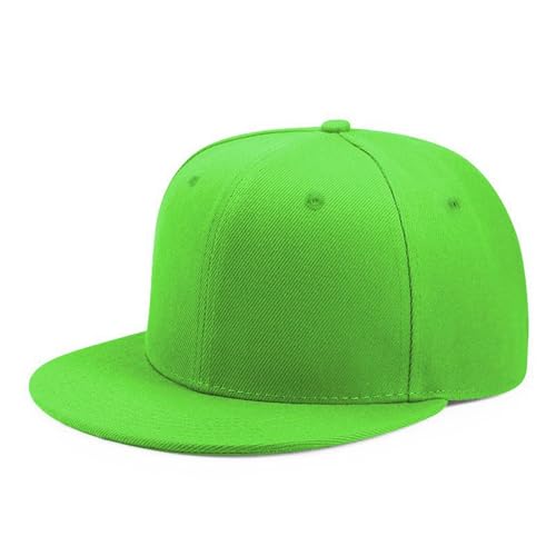 Back Closure Big Size Baseball Cap Hiphop Flat Peak Plain Sport Hats Oversize Large Men Fitted Caps - color: Fluorescent Green