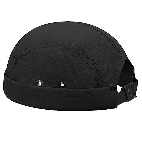 Clakllie Quick Dry Brimless Docker Cap for Men Summer Beanie Sailor Skullcap Lightweight Waterproof Adjustable No Brim Hat - color: S-dbh01-black