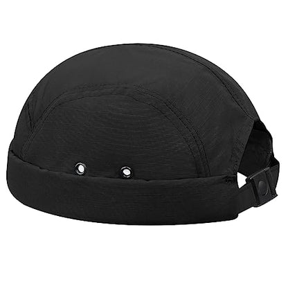 Clakllie Quick Dry Brimless Docker Cap for Men Summer Beanie Sailor Skullcap Lightweight Waterproof Adjustable No Brim Hat - color: S-dbh01-black
