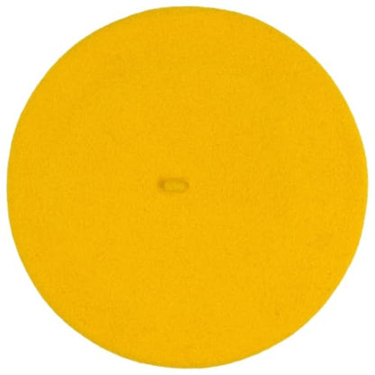 Women's Beret Cashmere Wool French Hat Made in EU Women Autumn Winter - color: Yellow, size: 6 7/8