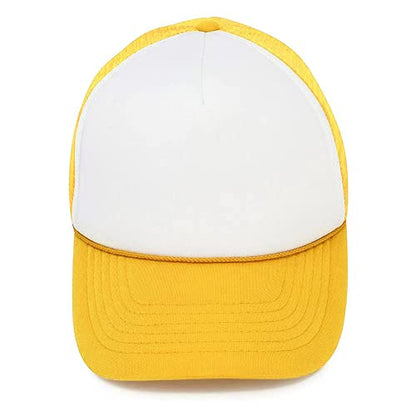 MR.R Sublimation Blanks Polyester Mesh Cap Mesh Hat Two Tone Trucker Summer Mesh Cap with Adjustable Snapback,2pcs per Pack - color: Yellow