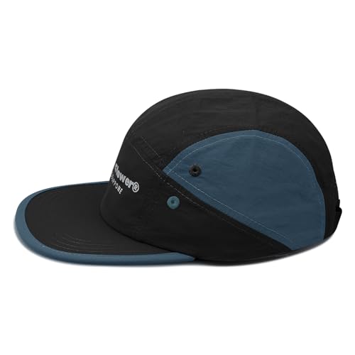 Croogo Quick Drying 5 Panel Baseball Cap Colorful Lightweight Flat Bill Hat - color: M-dfb1-black