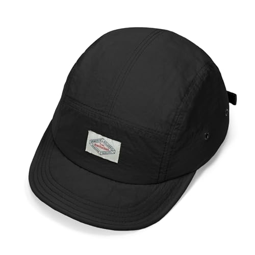 Croogo Short Brim Hat for Men Nylon Quick-Dry 5 Panel Running Baseball Cap - color: Black
