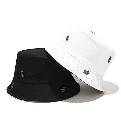 Unisex Bucket Hat Beach Sun Hat Aesthetic Fishing Hat for Men Women Teens, Reversible Double-Side-Wear - color: Cactus