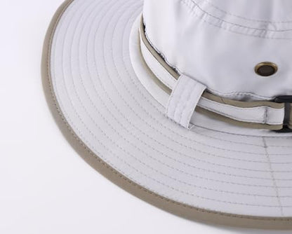 Home Prefer UPF50 Mens Sun Hat with Neck Flap Quick Dry UV Protection Cap Womens Wide Brim Fishing Hat Neck Flap Beach Garden - color: Off-white