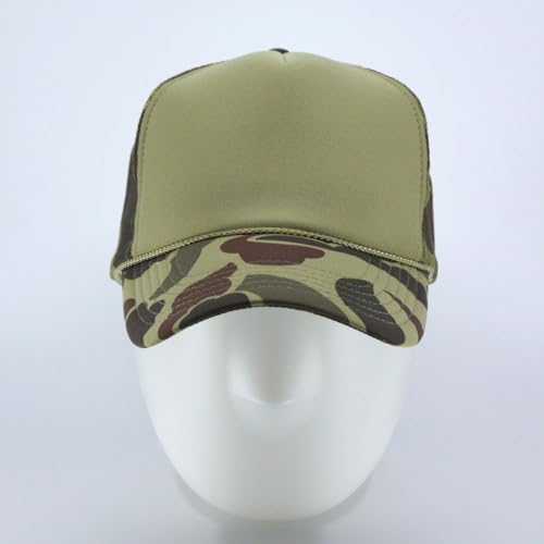 High Crown Foam Mesh Camouflage Tri-Color Oak Leaves Trucker Hat Baseball Cap - color: Kly/Lt.lod/Kly