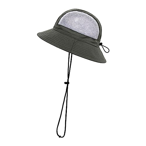 Croogo Mesh Breathable Fishing Hats Sun Hat for Men Women Safari Hat Waterproof Bucket Hats Quick Dry Boonie Hat for Hiking - color: Afh04-green