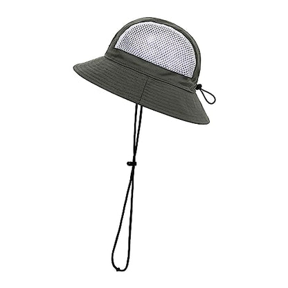 Croogo Mesh Breathable Fishing Hats Sun Hat for Men Women Safari Hat Waterproof Bucket Hats Quick Dry Boonie Hat for Hiking - color: Afh04-green
