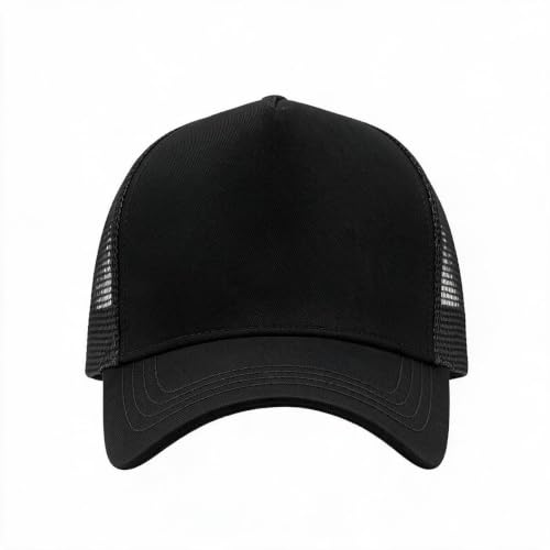 Oversize XXL Mesh Trucker Hat Big Head Hats for Men High Crown Baseball Cap Breathable Dad Hat Adjustable 23.6"-25.6" - color: Black