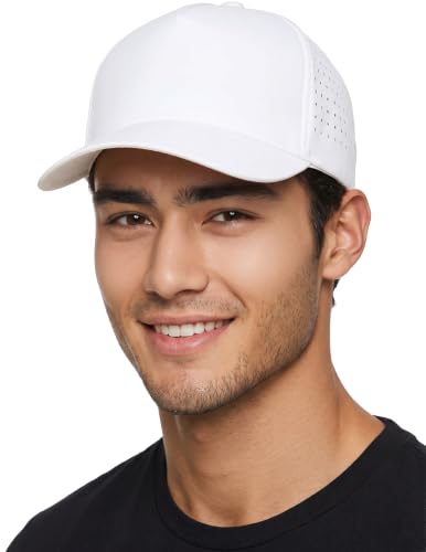 Funky Junque Mens High Crown Golf Hat, Performance Golf Cap - color: White