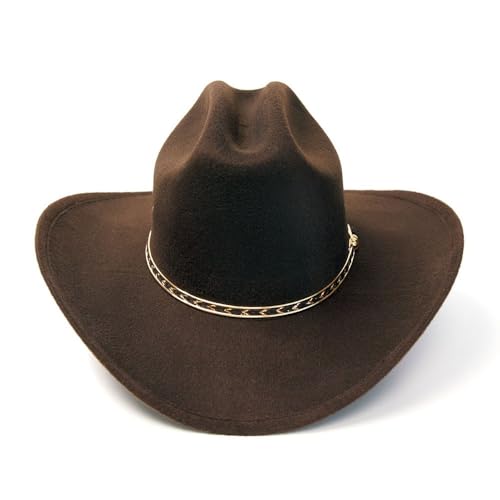 Western Express Felt Finish Cowboy Hat - Cattleman Style with Gold Hat Band | Cowboy & Cowgirl Hats for Men and Women - color: Brown, size: 7