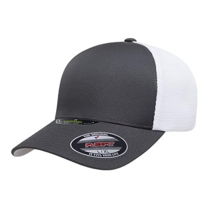 Flexfit Melange Unipanel Trucker Cap - color: Charcoal/White, size: Small-Medium