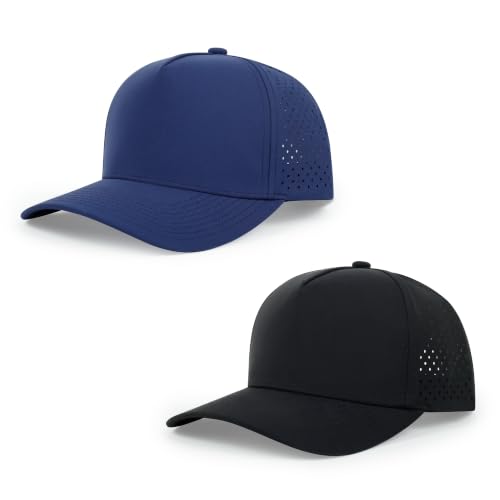 Quick Dry Baseball Cap Waterproof Snapback Trucker Golf Hat for Men Women - color: Black + Navy Blue