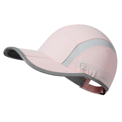 GADIEMKENSD Reflective Folding Outdoor Hat Unstructured Design UPF 50+ Sun Protection Sport Hats for Womens and Mens - color: Light Pink, size: 6 7/8-7 1/2
