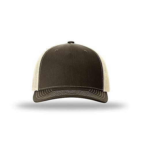 Richardson 112FP & 112PFP Classic Fit Five-Panel Snapback Trucker Cap |OSFM - color: Chocolate Chip/Birch