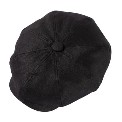 Oversized XL XXL Natural Linen Flat Cap Lightweight 8 Panel Summer Cooling Eco-Friendly Newsboy Hat Golf Outdoor - color: Black, size: Large-X-Large