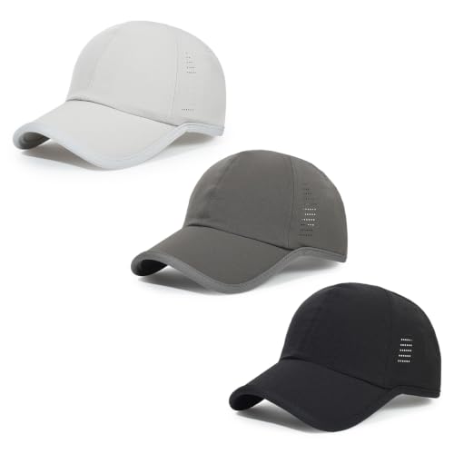 HH HOFNEN Quick Dry Baseball Hat Unstructured Athletic Golf Cap Women Men - color: 3-black+lightgray+darkgray