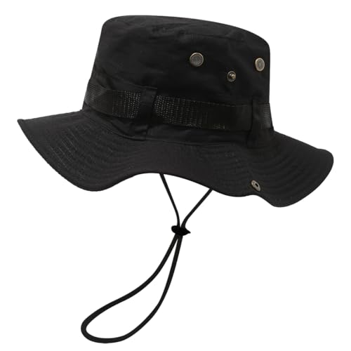 Sun Bucket Hat for Men Women Fishing Beach Safari Trendy Cotton Cowboy Cap for Golf Hiking Hunting Outdoor Boonie - color: Sun Black