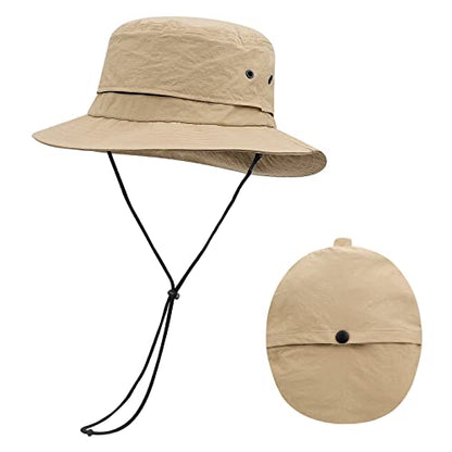 Croogo Sun Hats for Women UV Protection Summer Bucket Hat Waterproof Packable Fishing Hats Wide Brim Hiking Hat Gardening Hat - color: Afh02-khaki