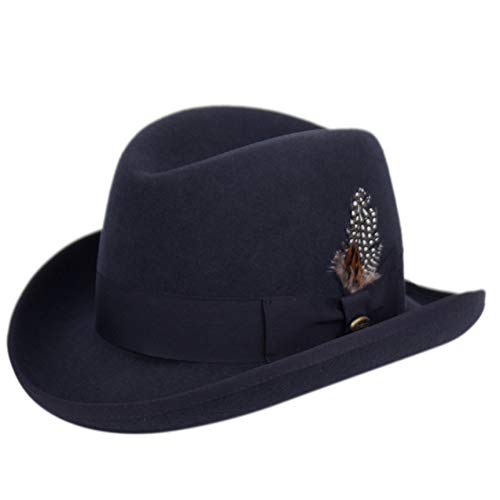EPOCH Classico Men's Wool Felt Homburg Hat - color: Navy, size: Small