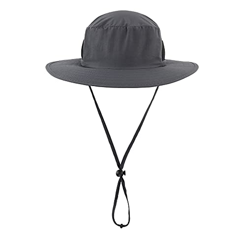 Kids Sun Protection Hat Quick Dry Adjustable Wide Brim Bucket Hat for Boys Girls Summer Fishing Hiking - color: Grey