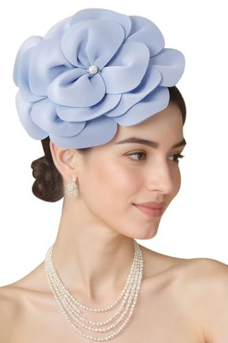 BABEYOND Fascinators Hats for Women Layered Flower Tea Party Derby Hats - color: Light Blue