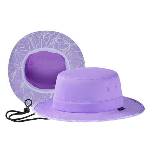 UPF 50+ Foldable Sun Hat Patterned Under Brim Bucket Hats for Summer Hiking Fishing Beach Safari Men Women - color: Lavender, size: Medium
