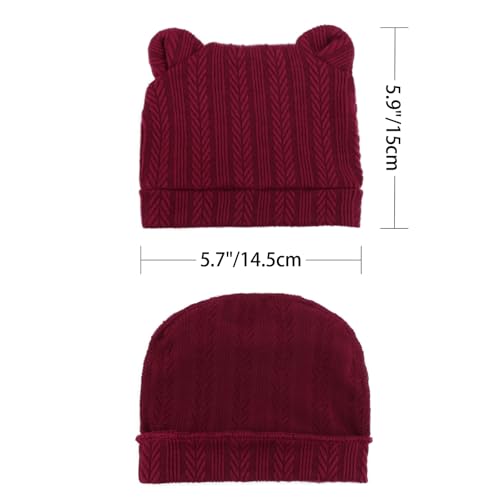 Newborn Baby Hat and Mittens Set Bear Ears Toddler Infant Beanie Caps Newborn Hospital Hat for Baby Boy Girl 0-3 Months - color: Wheat Patterned Bear Ear H
