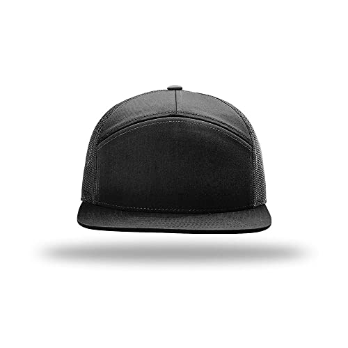 Richardson 168 Hi-Pro 7 Panel Adjustable Snapback Trucker Mesh Back Cap - color: Black