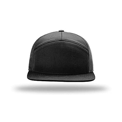Richardson 168 Hi-Pro 7 Panel Adjustable Snapback Trucker Mesh Back Cap - color: Black