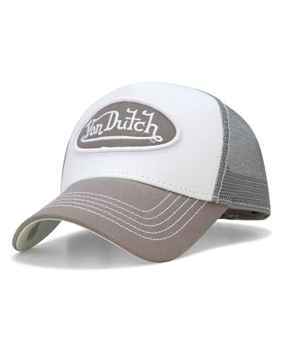Von Dutch Unisex Trucker Hat, Colorblock, Mesh Back, Curved Bill, Snapback - color: Light Grey