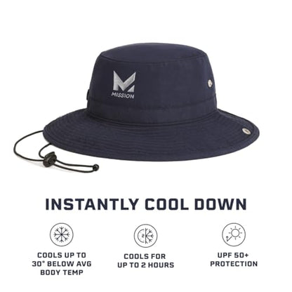 MISSION Cooling Bucket Hat - Unisex Wide-Brim Hat for Men & Women - Lightweight, Foldable & Durable - Cools Up to 2 Hours - color: Navy
