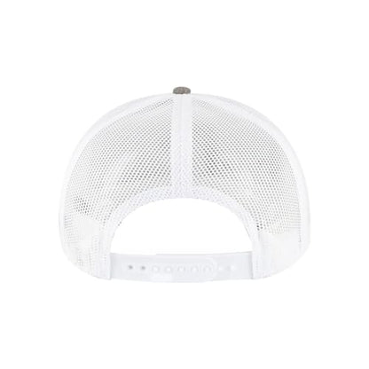 Ashen Fane 6 Panel Mid Profile Mesh Back Structured Trucker Adjustable Snapback Hat - color: Ch.gry/Ch.gry/Wht