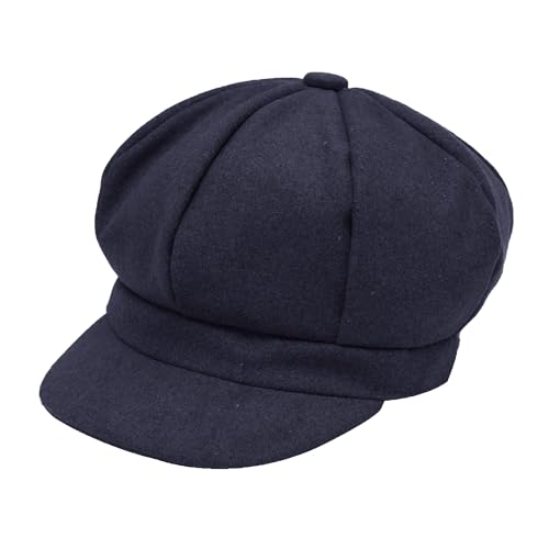 ZLYC Women Classic Newsboy Cap Visor 8 Panel Gatsby Cabbie Paperboy Hat - color: Navy